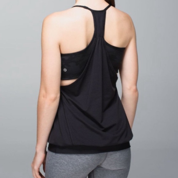 Lululemon No Limits Tank Black/Camo size 6 no inserts casual activewear - Picture 3 of 5
